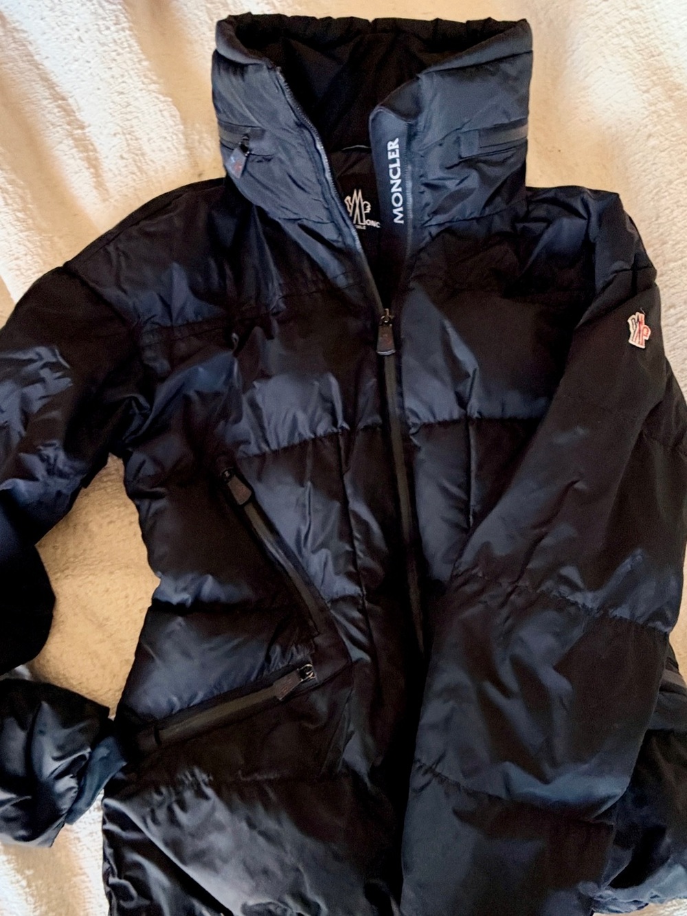 Moncler Black Quilted Down Puffer Jacket with High Collar